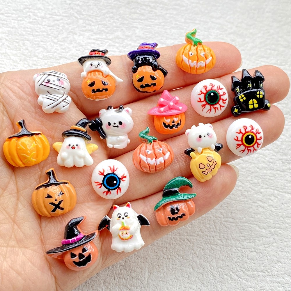 20ชิ้นของเรซิ่นน่ารักมินิการ์ตูนฮาโลวีนชุด ทําเอง สมุดตกแต่งเครื่องประดับงานฝีมืออุปกรณ์เสริม
