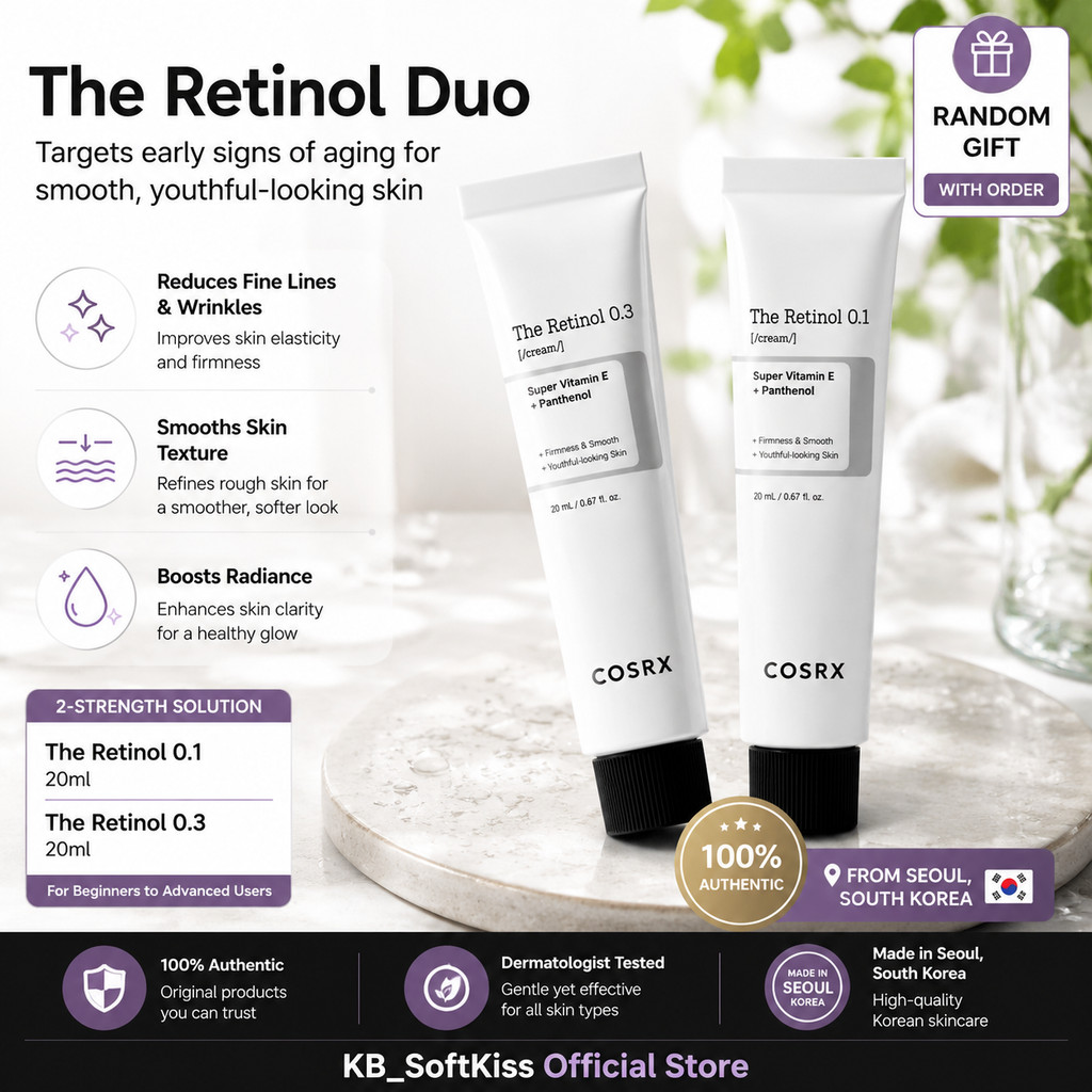 COSRX Retinol 0.1 & 0.3 Serum 20ml – Dual-Strength Anti-Aging Treatment สําหรับ Fine Lines & Pores
