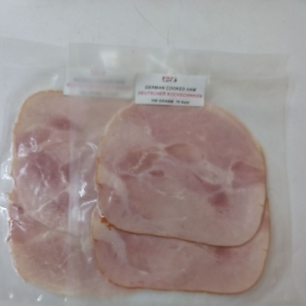 TGM German cooked ham / Deutscher Kochschinken 200 gram (2 packs of 100 gr each) เยอรมันคุ๊กแฮมต้มสุกสไลด์แผ่น