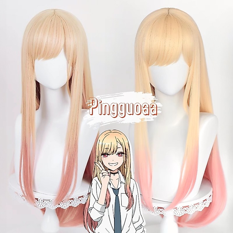 【Manmei】My Dress-Up Darling Marin Kitagawa Cosplay Wig 80cm Long Yellow Gradient Heat Resistant Synthetic Wigs
