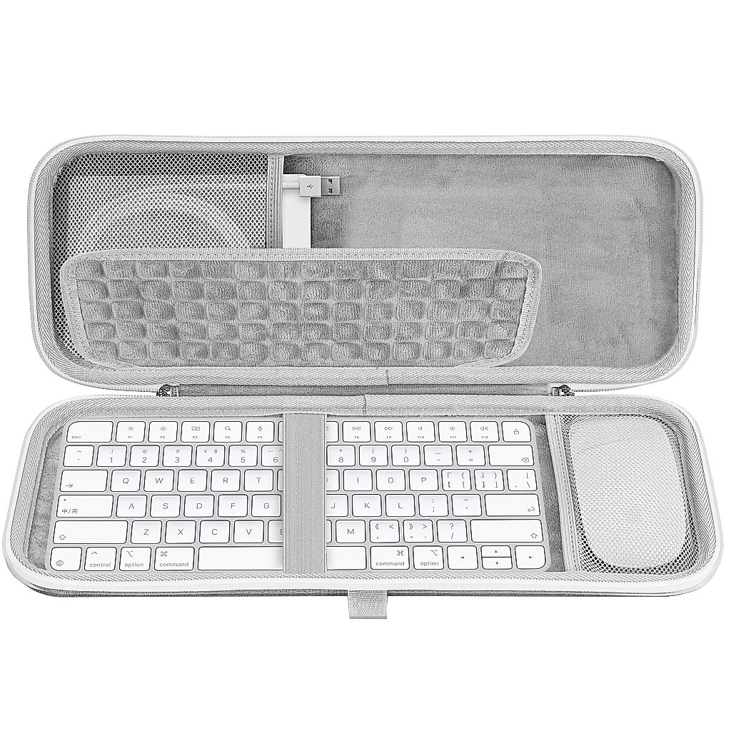 Geekria Hard Case เข้ากันได้กับ Magic Keyboard(MXCL3LL/A) + เคสคอมโบเมาส์วิเศษ, กระเป๋าเดินทางป้องกันเปลือกแข็ง (สีเทาอ่อน)