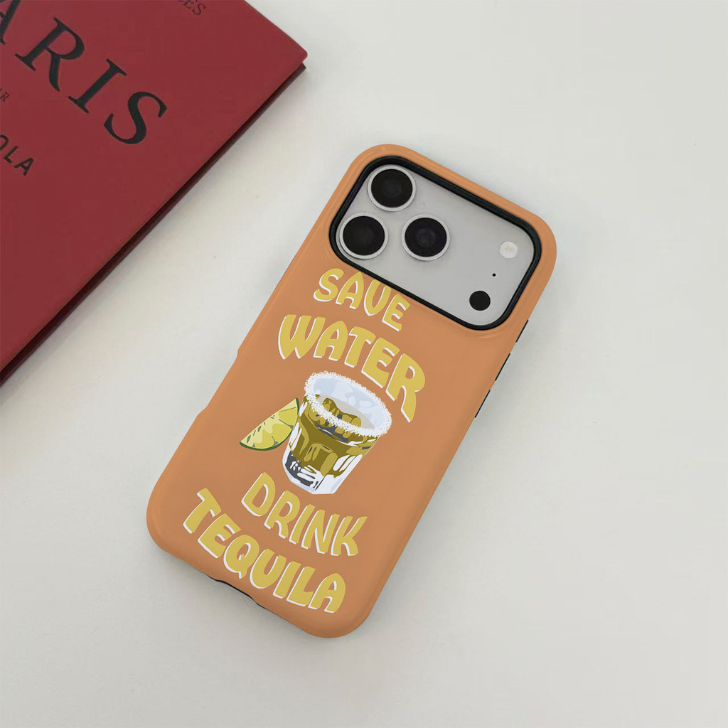 Warm Terracotta สีส้ม Tequila Cocktail iPhone กรณีคลาสสิก 2-in-1 ประกบบนและล่าง frosted สําหรับ iPho