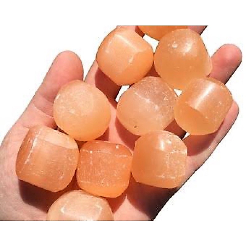 Orange Selenite Crystalsเซเลไนท์สีส้ม - Peach Selenite - Selenite stone - tumbled stones - healing  