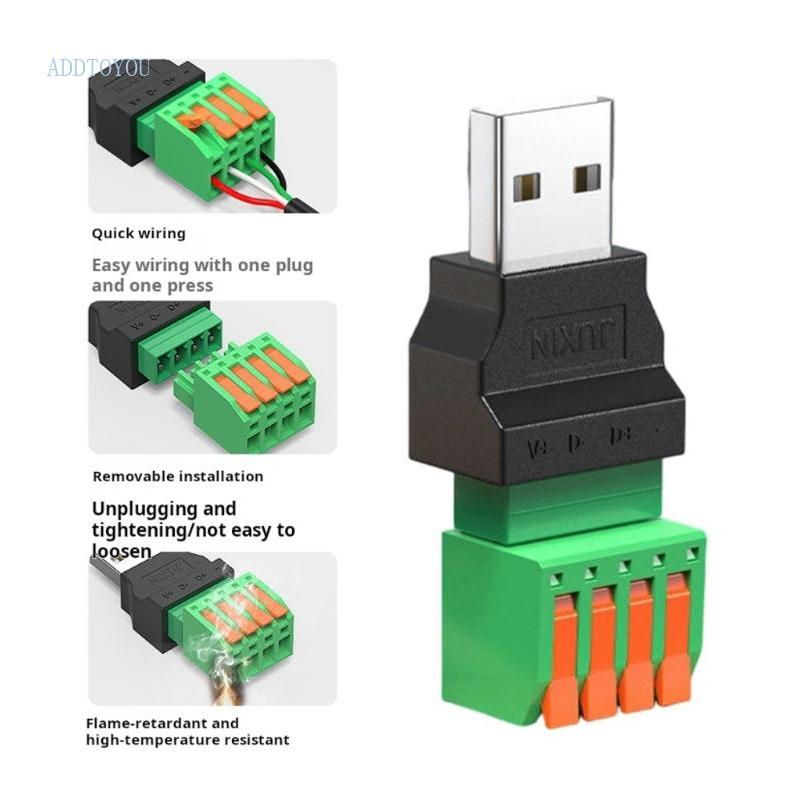 3C การเชื่อมต่ออย่างรวดเร็ว USB 2 0 A ประเภทชายหญิงปลั๊ก 4 พินสกรู Terminal รายละเอียดสําหรับพัดลม DIY ข้อมูลสาย