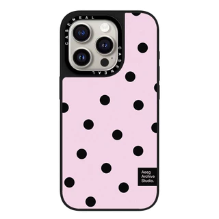 CASENEAL สีชมพู polka dot label matte เคสโทรศัพท์สําหรับ iPhone 17 Pro Max 16 ProMax 15Pro 14 Plus 13 12 โทรศัพท์กันกระแทกขอบนุ่มฮาร์ดป้องกันกรณี