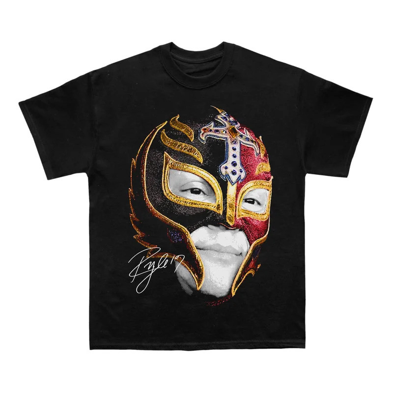 Rey Mysterio Mask T เสื้อ Retro Wrestling Streetwear Graphic พิมพ์ผ้าฝ้ายขนาดใหญ่แขนสั้น Tee