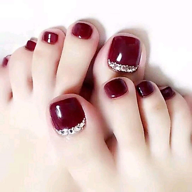 3d F011 Foot Toe เล็บปลอมเล็บสดน่ารักแฟชั่นสําเร็จรูปเล็บแพทช์สั้นสวมใส่ COD