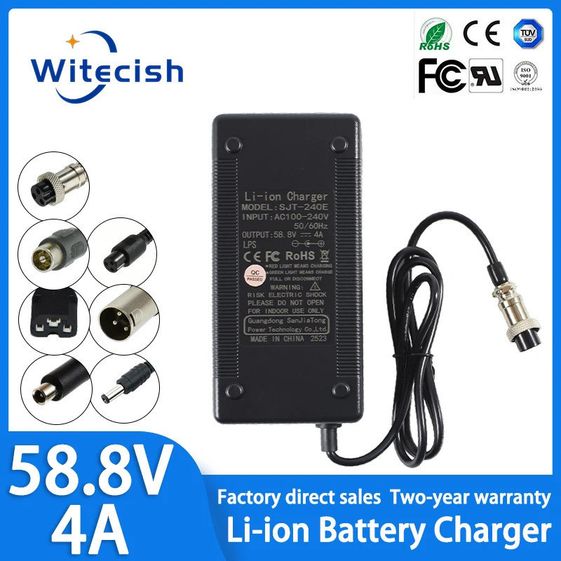 58.8V 4A แบตเตอรี่ลิเธียมสําหรับ 14S 51.8V 52V สําหรับ Kugoo G1 Li-ion แบตเตอรี่ Charger Fast Chargi
