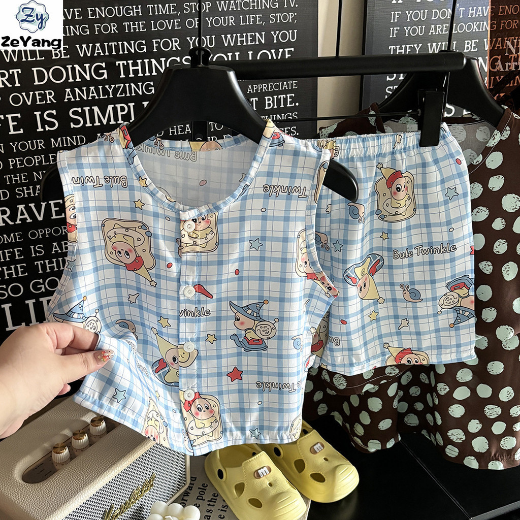 [ซี่] 70-160 พร้อมสต็อกเด็กชุดลําลองเสื้อกั๊กผ้าฝ้ายผ้าไหมคาร์ดิแกนชุดเด็กหลวม ชุดบ้าน ชุดนอนแฟชั่นเสื้อผ้าเด็ก เร็ว การส่งสินค้า