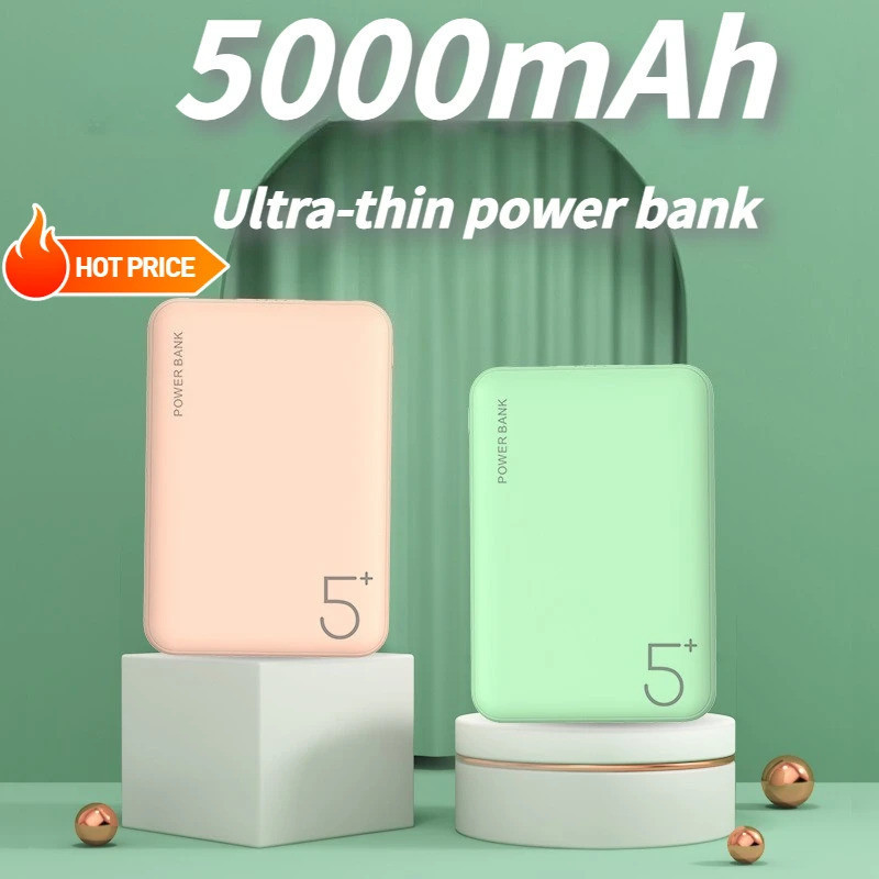 5000mAh แบบพกพา Ultra-thin Power Bank คู่ USB TYPE C OUTPUT Fast Charging Poverbank สําหรับ IPhone 1