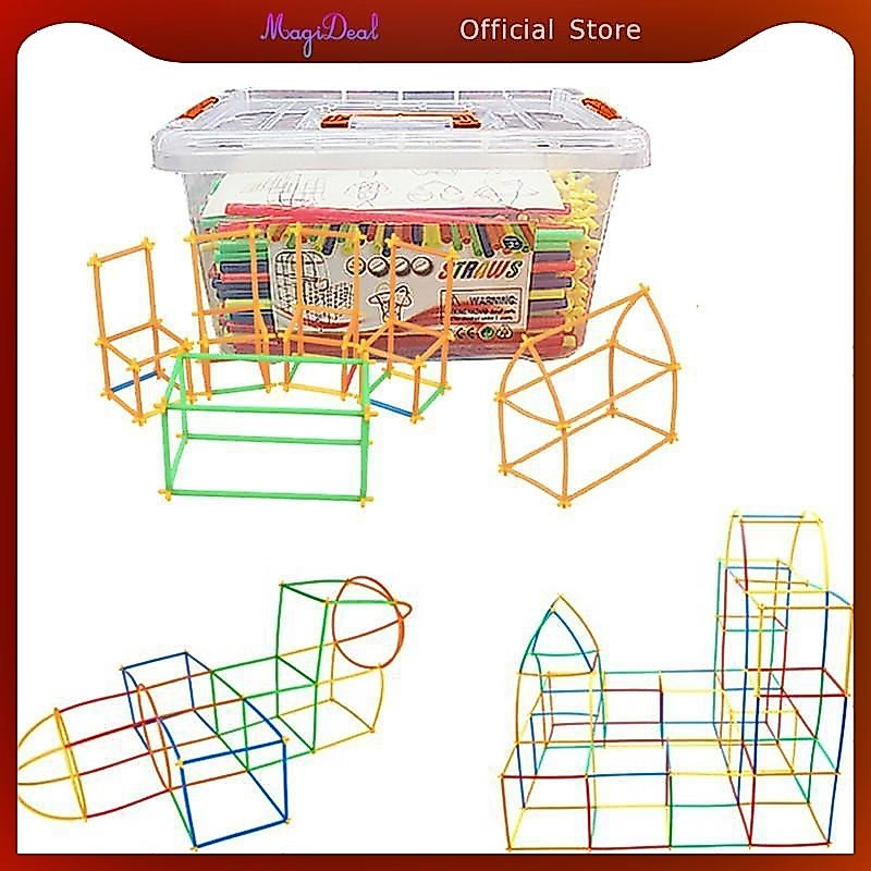 MagiDeal หลอดและตัวเชื่อมต่อชุด Straw Constructor Stem Construction Building