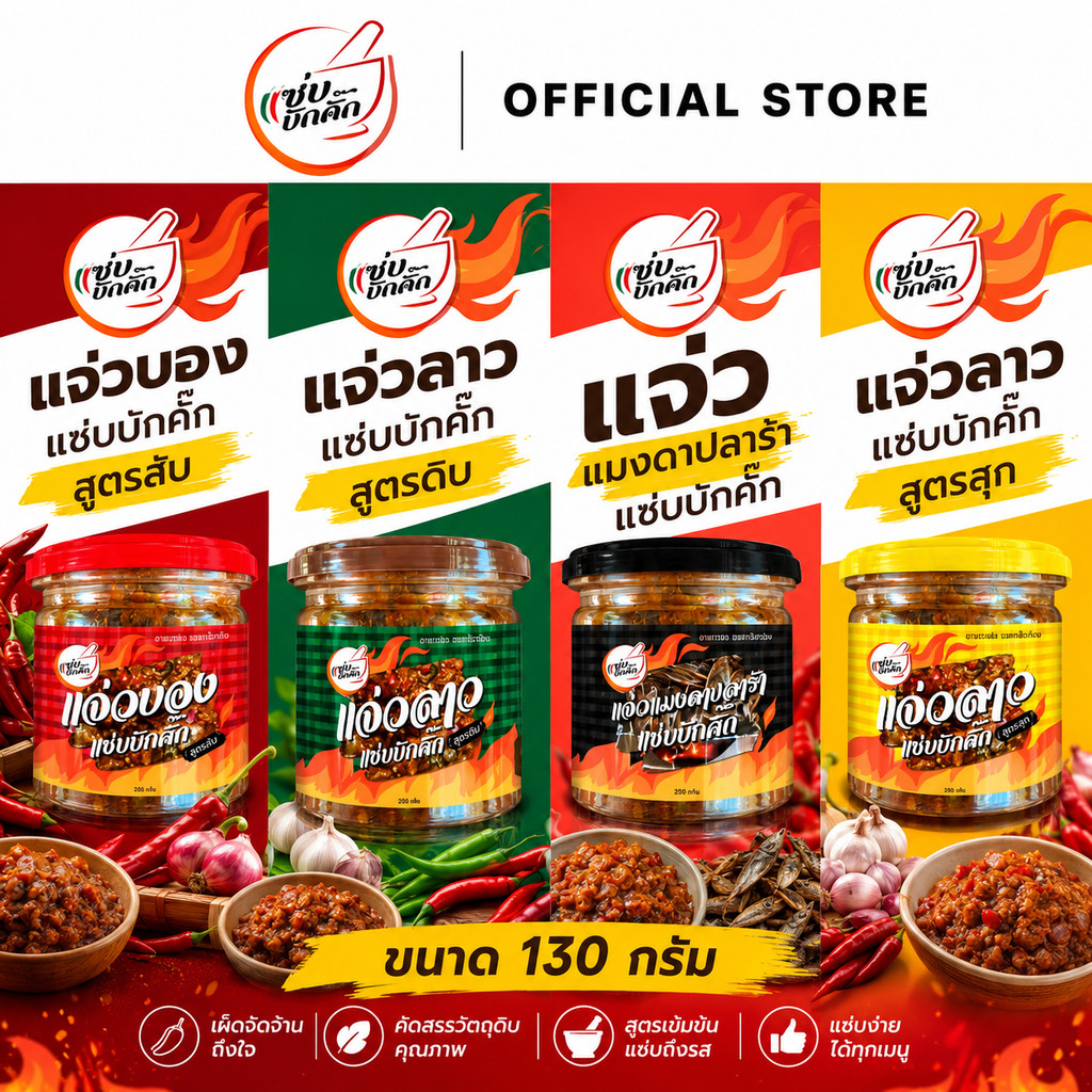 แจ่วลาว แซ่บบักคั๊ก เลือกสูตรได้ 130 กรัม