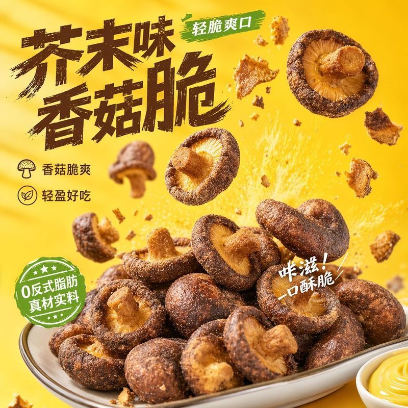 爱情没有神话芥末味香菇脆片50克鹿茸菇脆40克零食酥脆香菇脆2606026 Love Without Myths: Mustard Flavored Crispy Mushroom Chips 50g