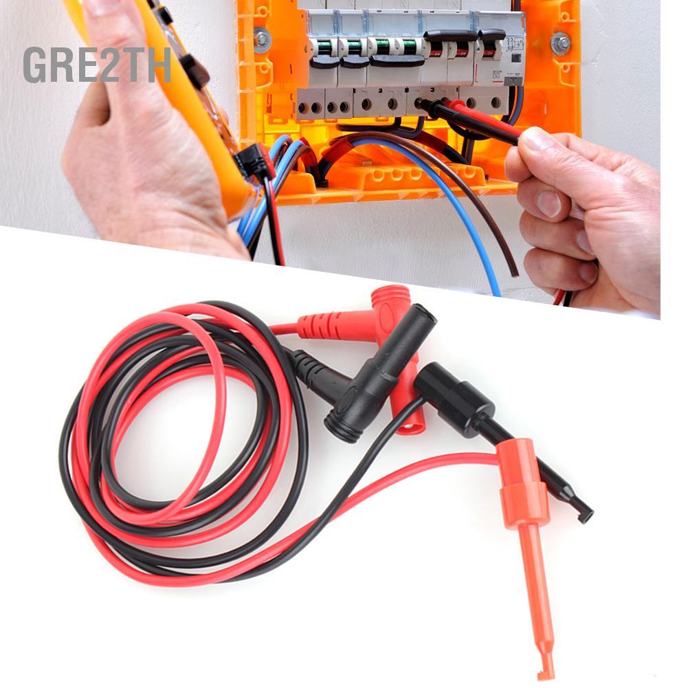 Gre2th Vistreck 1 คู่ Banana Plug Test Hook Clip Probe สำหรับการวัดมัลติมิเตอร์ - ความยาว 1 เมตร