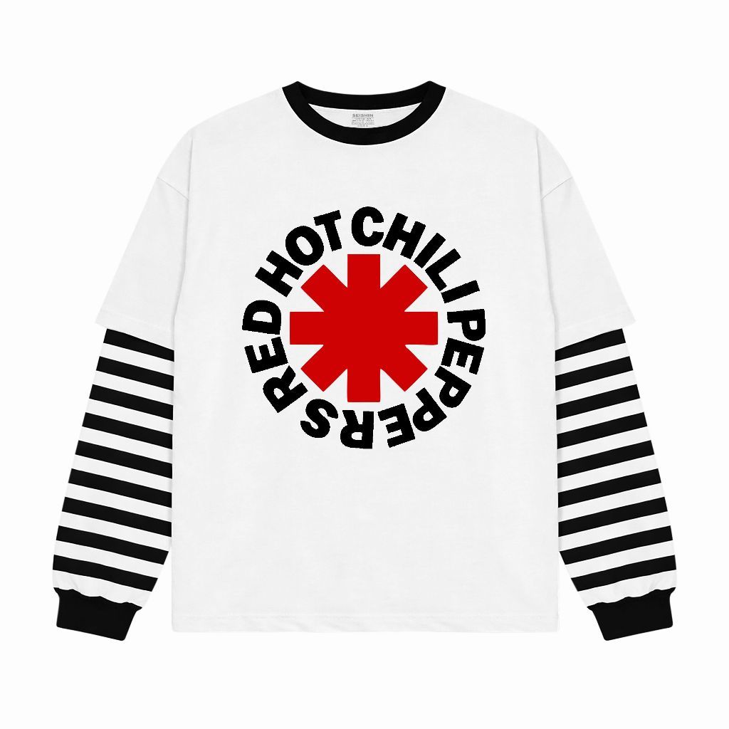 Afz.id เสื้อยืด Double layer Rib Saluar Rhcp Logo แขนยาว เสื้อยืดเพลง unisex