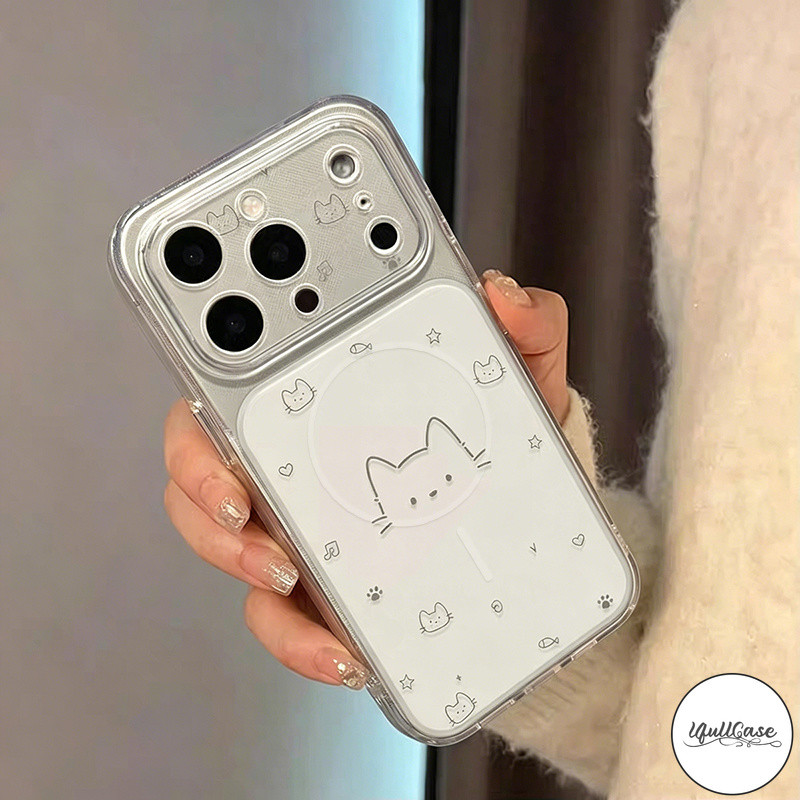 เหมาะสำหรับ IPhone 17 15 air 14 16 13 12 11 Pro Max 15 14 16 Plus เคสคอนนิ่ง ลายแมว+สุนัข+ขาตั้ง สไตล์ฮิตกันกระแทก