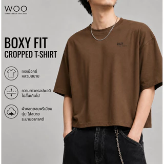 COD จัดส่งตลอด 24 ชั่วโมง Woo Right Cropped T-Shirt เสื้อยืด Oversiz ทรง Boxy Tee ใส่สบาย เสื้อแฟชั