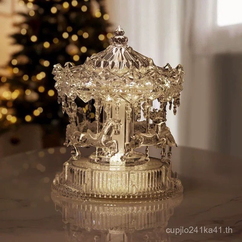 Little Red Book Merry-go-round สนามเด็กเล่นกล่องดนตรี Healing Music Box Dream Night Light ของขวัญวัน