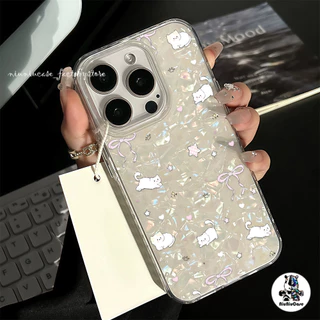 สำหรับ เคสไอโฟน11 เคส แมวน่ารัก ลายเปลือกหอย For IPhone 13 16 14 12 11 15 Pro Max XR XS X Max 7 8 16 Plus SEเคสไอโฟนสวยๆ