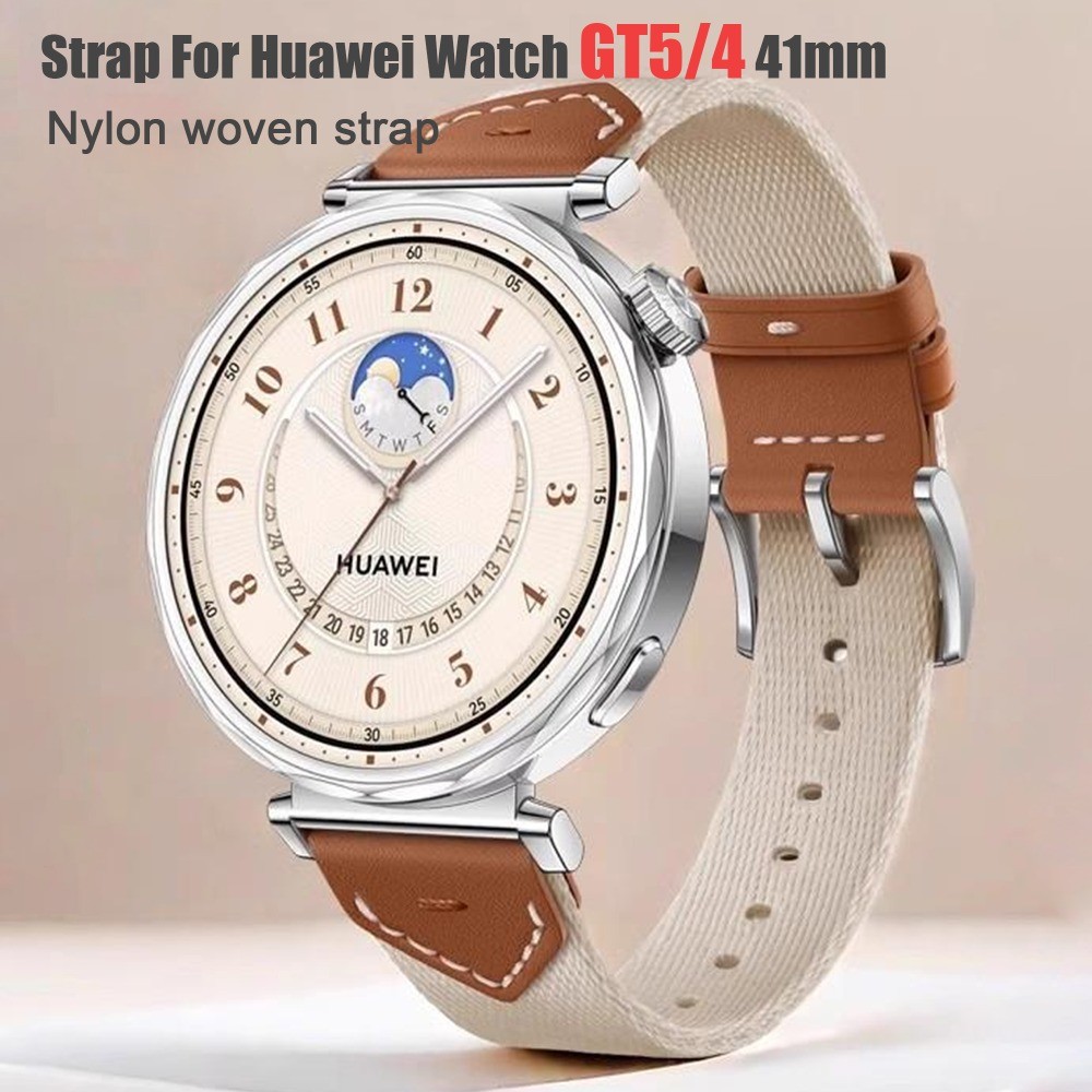 18 มม.สายคล้องคอไนลอนสําหรับนาฬิกา Huawei GT 6/5 4 41 มม./GT5 pro 42 มม.สร้อยข้อมือสําหรับ Xiaomi Wtach S4 41 มม./Garmin Forerunner265S สายรัดข้อมือ