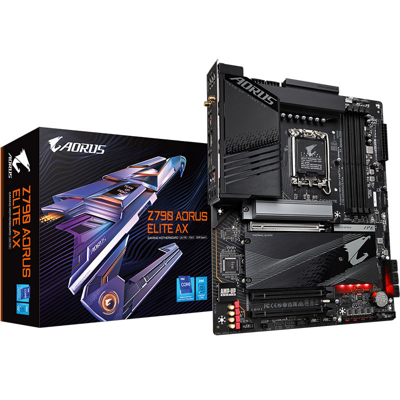Gigabyte Z790 AORUS ELITE AX แกะสลักขนาดเล็กคอมพิวเตอร์เดสก์ท็อปเกมเมนบอร์ดสนับสนุน i913900เคเค