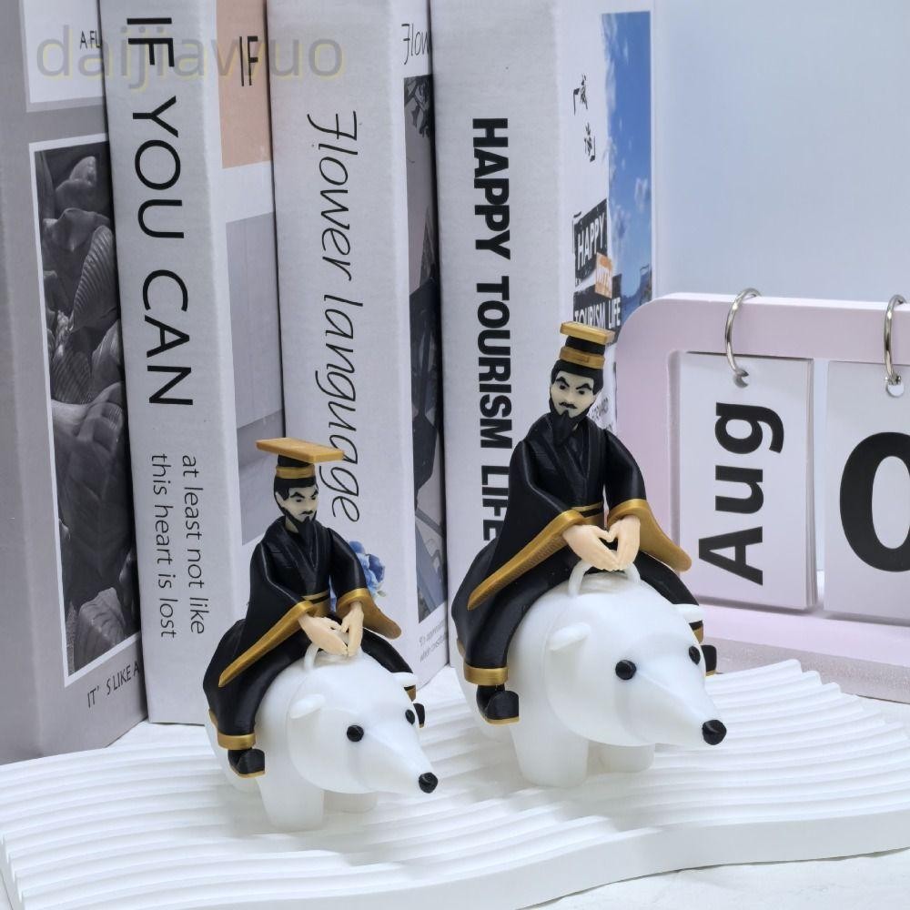 DAIJI จักรพรรดิโบราณขี่รูปหมีขั้วโลก,งานศิลปะตลก Qin Shi Huang ขี่เครื่องประดับหมี, ของขวัญ PLA Qin 