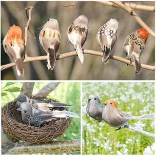 FEELFLY นกประดิษฐ์น่ารักปลอมโฟมสัตว์จําลอง Feather Birds รุ่น DIY Craft งานแต่งงานบ้านสวนเครื่องประดับตกแต่ง E1N9