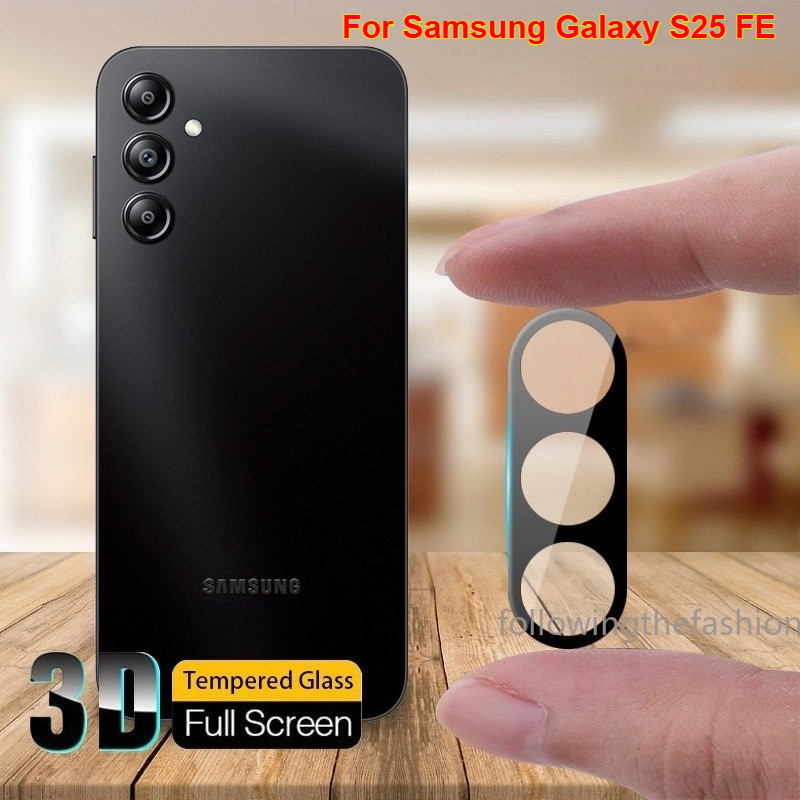 3 in 1 ฟิล์มกล้องสําหรับ Samsung Galaxy S25 FE 2025 Galaxy S25 S25 + ultra Plus Edge 3D Curverd สีดําคลุมทั้งหมดป้องกันเลนส์ HD ด้านหลังกระจกนิรภัยปกป้องทั้งหมดรวม