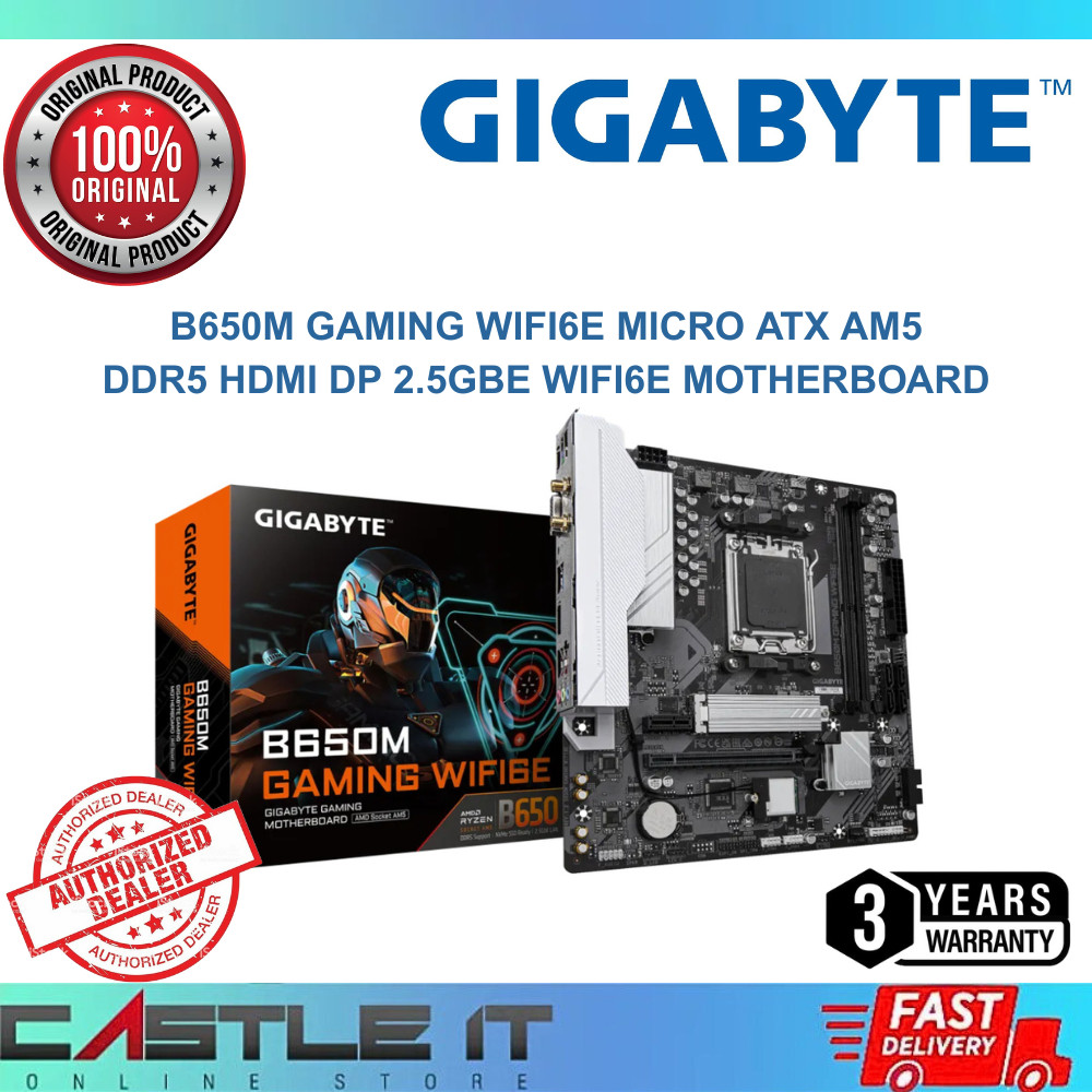 Gigabyte B650M Gaming WiFi6E Micro ATX AM5 DDR5 HDMI DP 2.5GbE WiFi6E เมนบอร์ด
