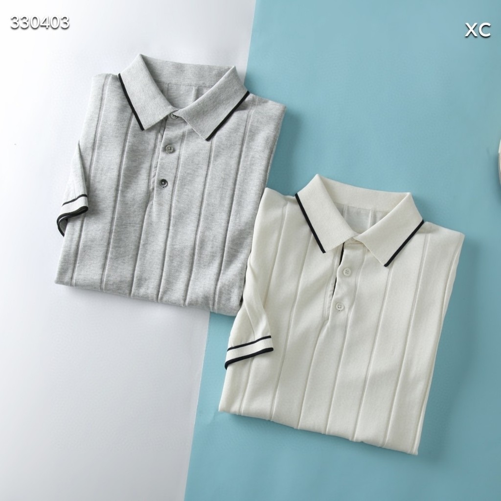 IQVO ZEGNA Contrast Color polo Collared Knitted Short Sleeve Men's Summer Thin Chic Jacquard Hollow 