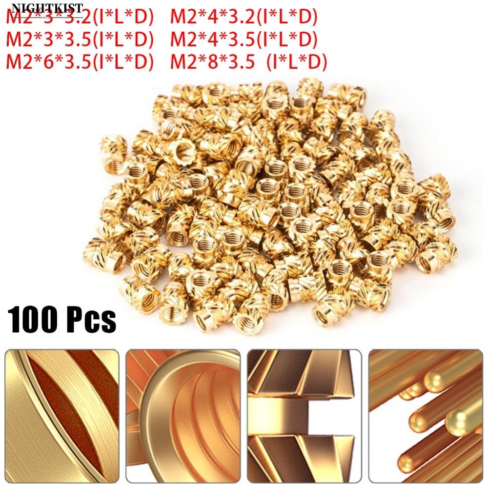 Threaded Insert 100PCS Accessories Brass Gold Knurled Parts Replacement