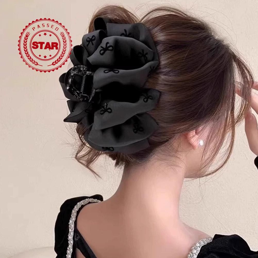 Bubble Net Hairpin คลิปโบว์สีดําสําหรับผู้หญิงหญิงคลิปฉลามขนาดใหญ่ด้านหลังหัว T0u1