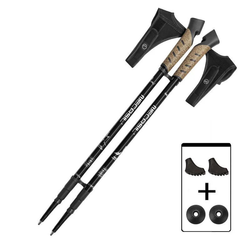 2PCS Nordic Walking Poles Trek Pole Telescopic Alpenstock 7075 Aluminum Alloy Shooting Crutch Sender