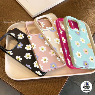 เคสหนังเนื้อนิ่มสีแคนดี้ For iPhone 13 เคส TPU ดอกไม้สีสันสดใสน่ารัก For iPhone15 11 14 13 12 16 Pro Max XS XR 7 8Plus