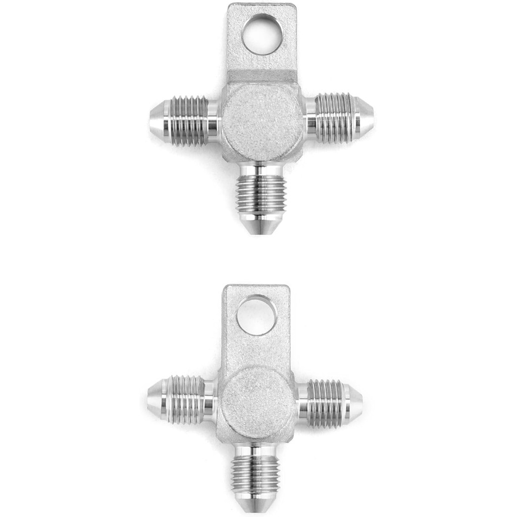 QWORK ชาย 3AN Flare สายเบรคสแตนเลส Tee Bloack, สําหรับ Drift และไฮดรอลิก Hand Brake, 3AN -3/8 x 24 ช
