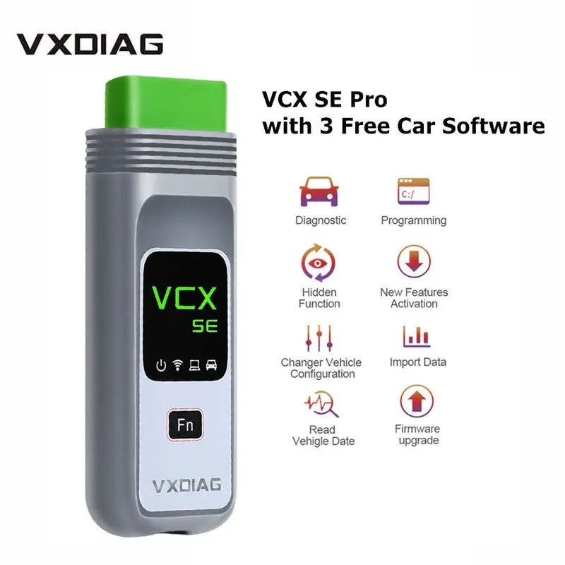 VXIDAG VCX SE Pro เครื่องมือวินิจฉัย 3 ใน 1 OBD2 เครื่องมือวินิจฉัยอัตโนมัติพร้อมซอฟต์แวร์รถยนต์ฟรี 