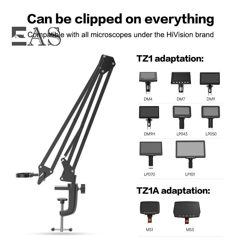 ขาตั้งกล้องจุลทรรศน์แบบยืดหยุ่นมีวงเล็บโลหะที่ปรับได้ เหมาะสำหรับ:model DM4, DM7, DM9, MS1, และ MS3