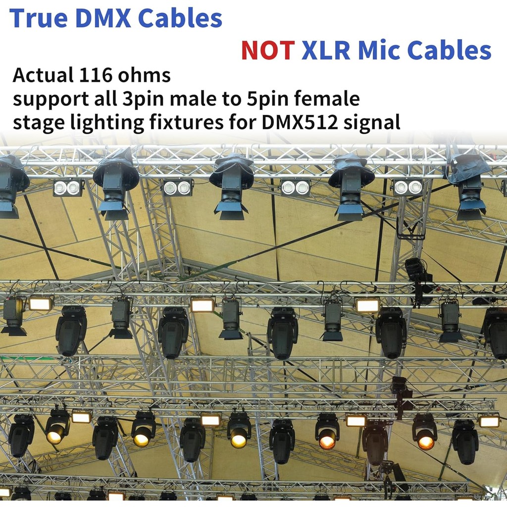 SMALL-EYE DMX Cable 5 Pin Female to 3 Pin Male - สายอะแดปเตอร์ DMX 1 ft 2 Pack - การส่งสัญญาณระดับพร