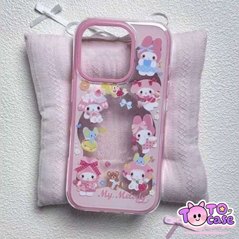 เคส Oppo A18 A16 A17 A15 A7 A38 A76 A53 A16K A3s A55 A9 A54s A58 Reno 10 14 14F 15 15F มัดเมโลดี้โบว์ปมตุ๊กตาหมีโปร่งใส