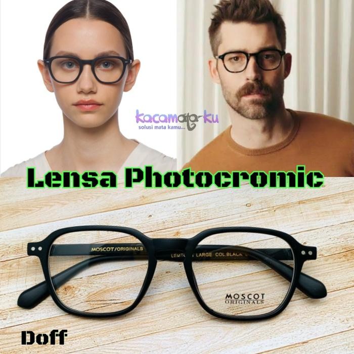 Moscot Billik Photochromic UV Lens Minus Glasses Frame - สีดําเงา กรอบเท่านั้น Kingshopfashion77