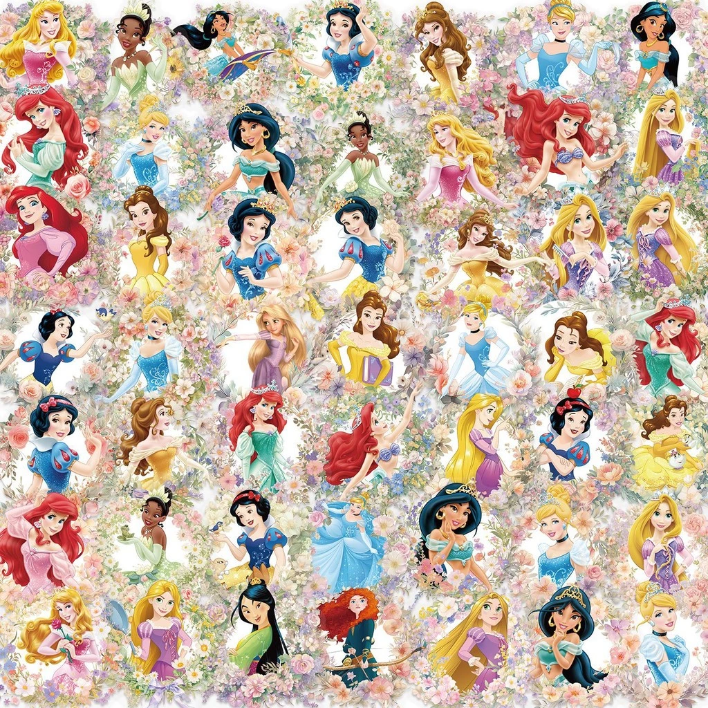 50 ชิ้นดิสนีย์ที่ได้รับอนุญาตอย่างเป็นทางการต้นฉบับการ์ตูนดอกไม้เจ้าหญิงสติ๊กเกอร์กราฟฟิตี-สติ๊กเกอร์ตกแต่งกันน้ําสําหรับกรณีโทรศัพท์ขวดน้ําและหน