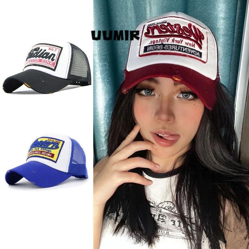UUMIR  หมวกเบสบอล ผ้าฝ้าย ระบายอากาศ ปักลายตัวอักษร สไตล์ฮิปฮอป ปรับได้ ป้องกันแสงแดด สําหรับวัยรุ่น
