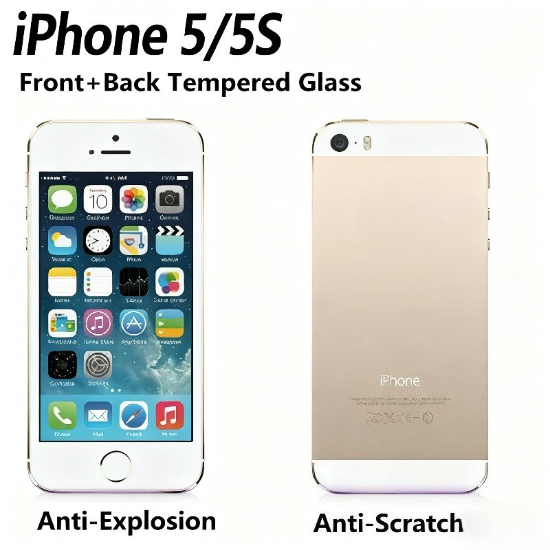 HD ฟิล์มกระจกนิรภัยสําหรับ Apple iPhone 5 5S SE 2016 โทรศัพท์ด้านหน้า + ฟิล์มป้องกันด้านหลังสําหรับ 