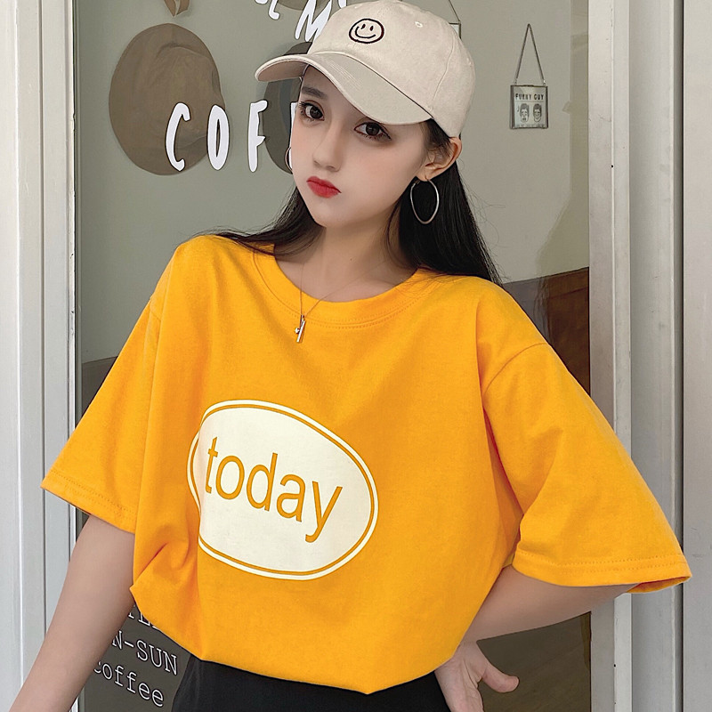 เสื้อยืดแขนสั้นสำหรับนักเรียนผู้หญิง สไตล์เกาหลี ใส่ได้ทุกวันจาก.mschf