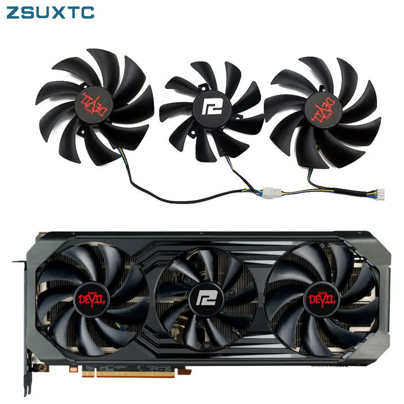 FD8015U12D การ์ดพัดลมระบายความร้อน RX6700XT RX6800XT สําหรับ PowerColor RX 6700XT 6800 XT 6900XT RED