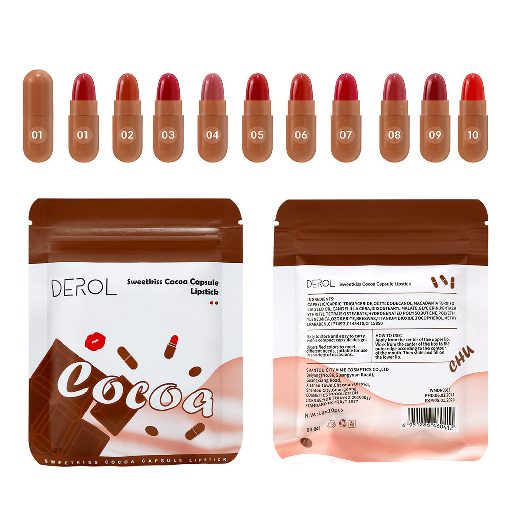 Premium Selection#DEROL Chocolate Capsule Lipstick Bestselling Matte Finish in Southeast Asia10Lipst