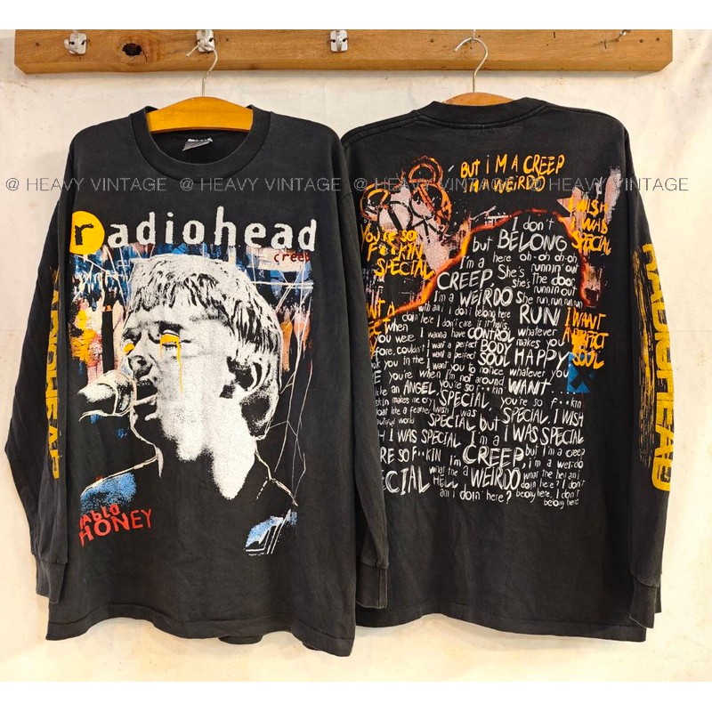 RADIO HEAD CREEP pablo HONEY long sleeve Bio Washed เสื้อทัวร์ วงร๊อค เสื้อวินเทจ heavy vintage shirt