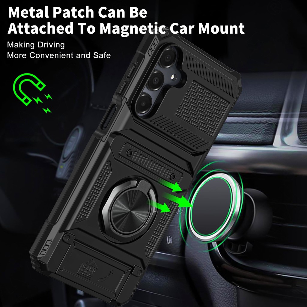 สําหรับ Samsung Galaxy S25 Edge S24 S23 Ultra Plus FE A17 A56 A36 5G กรณีแม่เหล็กหมุนแหวน Kickstand Heavy Drop กระเป๋าสตางค์