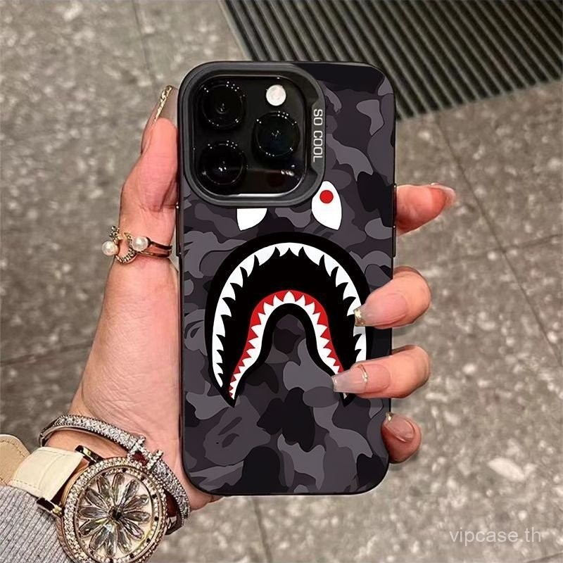 Street Wear Shark Mouth Labelเคสโทรศัพท์ใหม่เหมาะสําหรับiPhone 15 16 17 promax xr 11promax 12promax 13promax 14promax 15pro 16pro Shock-Resistantป้องกันกรณี