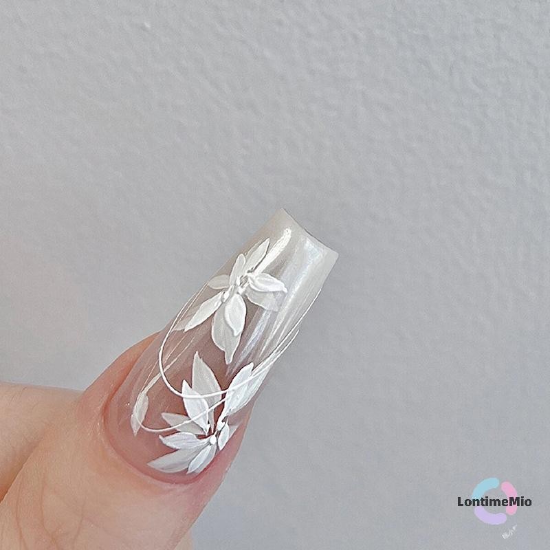 LontimeMio] White Magnolia Flower Hand Drawn Temperament Nail Sticker Enhancement กาวรูปลอกตกแต่งใหม่ ราคา ถูกที่สุด ดีลบีเคเค แกลเลอรีภาพที่ 7